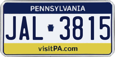 PA license plate JAL3815