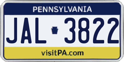 PA license plate JAL3822