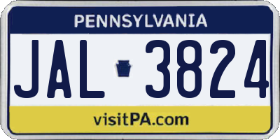 PA license plate JAL3824
