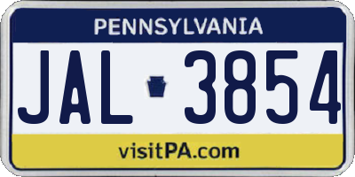PA license plate JAL3854