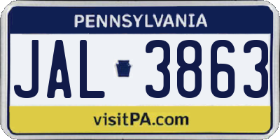 PA license plate JAL3863