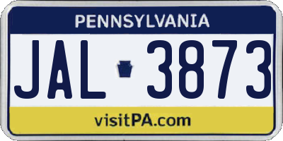 PA license plate JAL3873