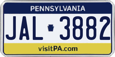 PA license plate JAL3882