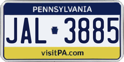 PA license plate JAL3885