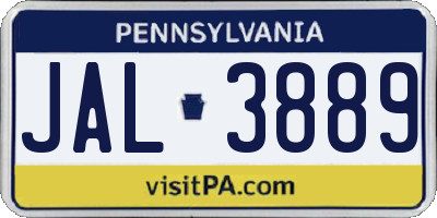 PA license plate JAL3889