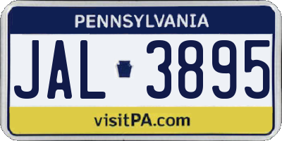 PA license plate JAL3895