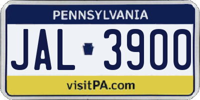 PA license plate JAL3900