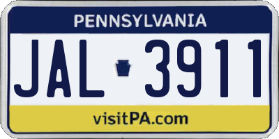 PA license plate JAL3911
