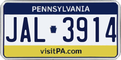 PA license plate JAL3914