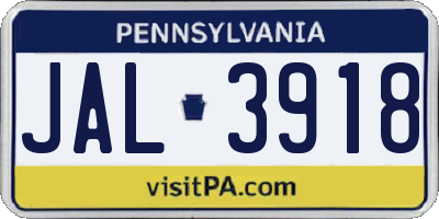 PA license plate JAL3918