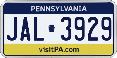 PA license plate JAL3929