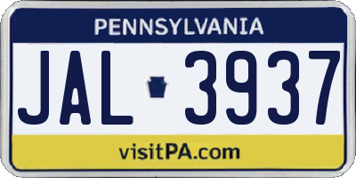 PA license plate JAL3937