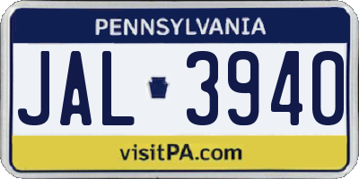 PA license plate JAL3940