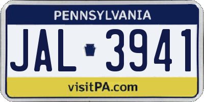 PA license plate JAL3941
