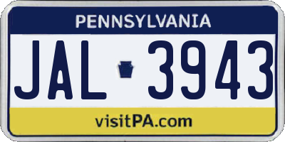 PA license plate JAL3943