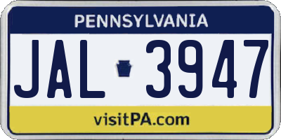 PA license plate JAL3947