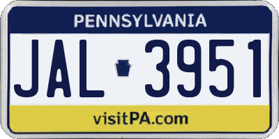 PA license plate JAL3951