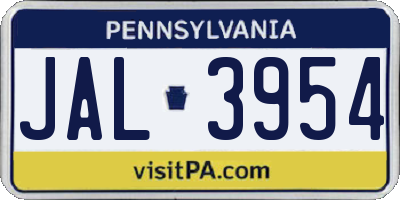 PA license plate JAL3954