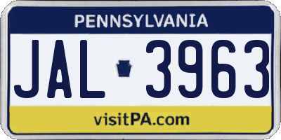 PA license plate JAL3963