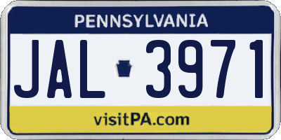 PA license plate JAL3971