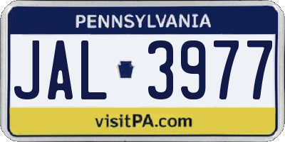PA license plate JAL3977