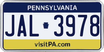 PA license plate JAL3978