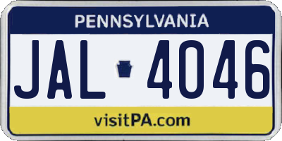 PA license plate JAL4046
