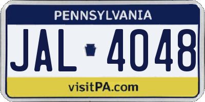 PA license plate JAL4048