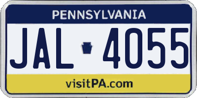 PA license plate JAL4055