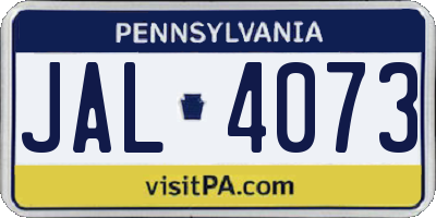 PA license plate JAL4073