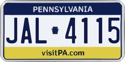 PA license plate JAL4115