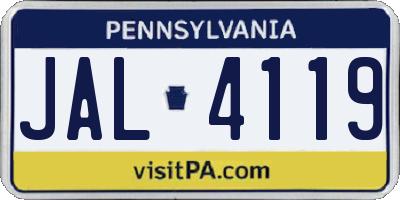 PA license plate JAL4119