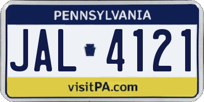 PA license plate JAL4121
