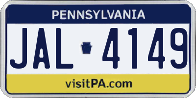 PA license plate JAL4149