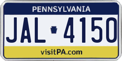 PA license plate JAL4150