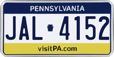 PA license plate JAL4152
