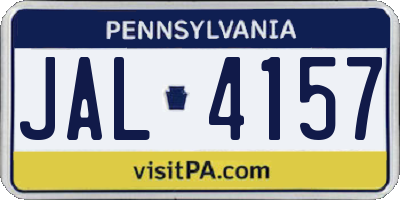 PA license plate JAL4157