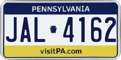 PA license plate JAL4162