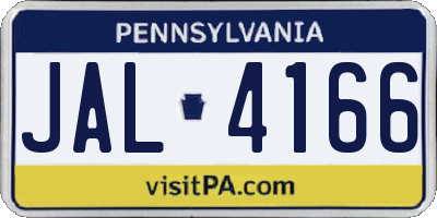 PA license plate JAL4166