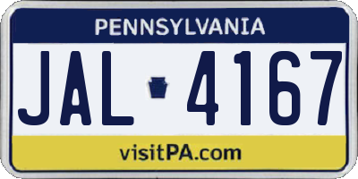 PA license plate JAL4167