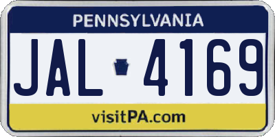 PA license plate JAL4169