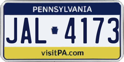 PA license plate JAL4173