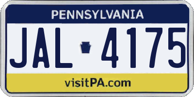 PA license plate JAL4175
