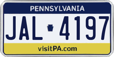 PA license plate JAL4197