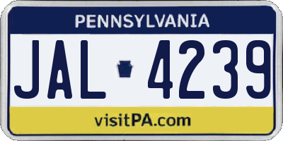 PA license plate JAL4239