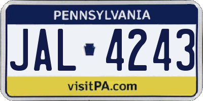 PA license plate JAL4243