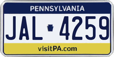 PA license plate JAL4259