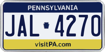 PA license plate JAL4270