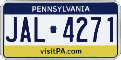 PA license plate JAL4271