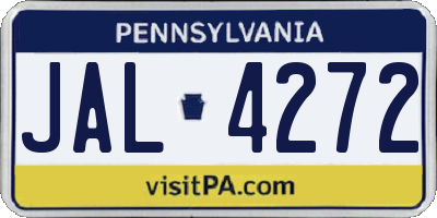 PA license plate JAL4272